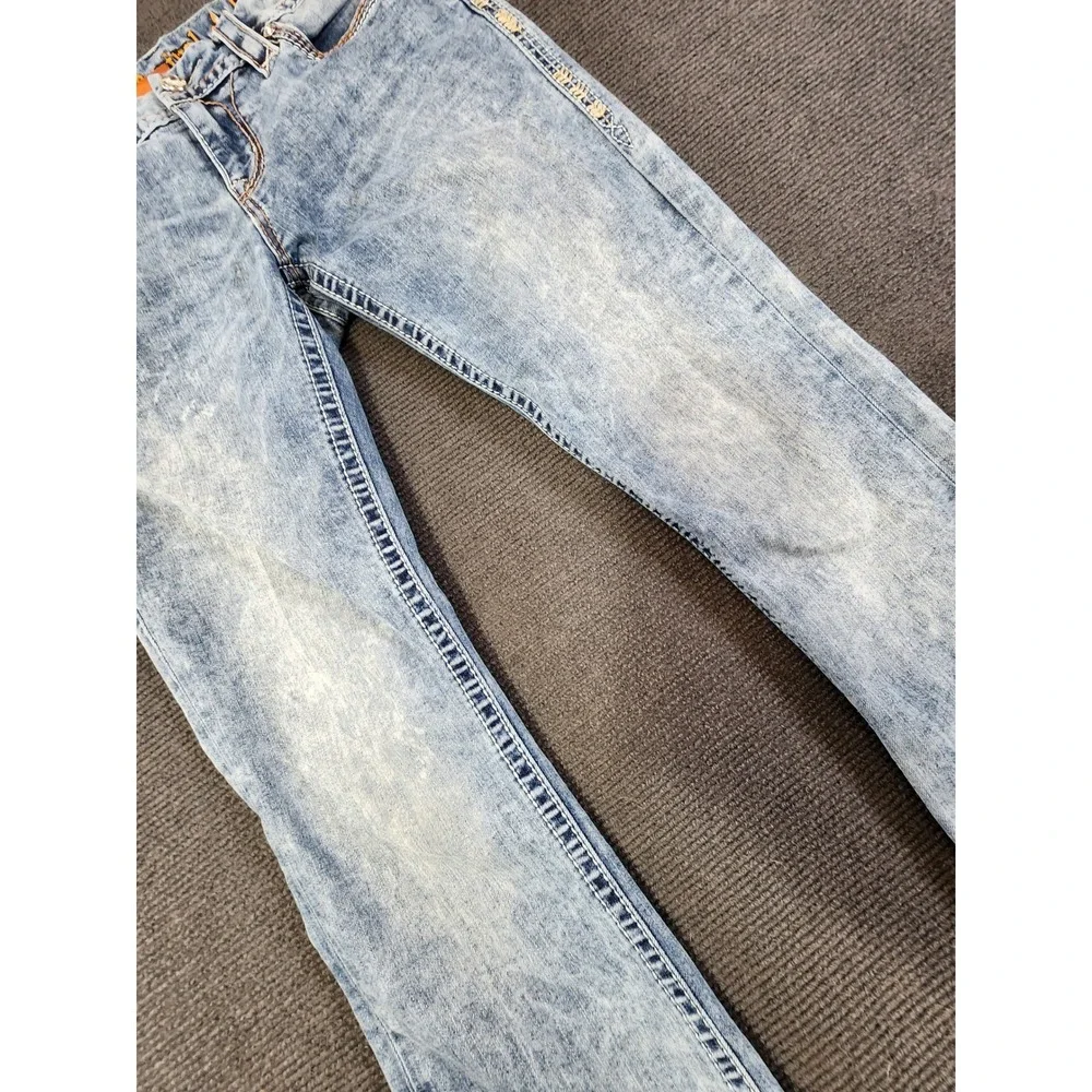 Rock Revival Luz Bootcut Jeans Women 29 Blue Acid Wash Embellished Y2K - Picture 5 of 13
